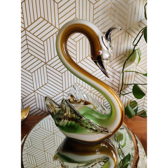 Vintage Murano Venetian Italy Style Swan Art Glass Figurine Sculpture 13